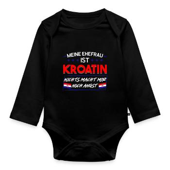 Kroatin Ehefrau Ehemann Geschenk - Baby Bio-Langarm-Body - Schwarz - Vorne