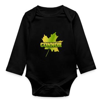 Maple Leaf Connor - Organic Longsleeve Baby Bodysuit - black - Front