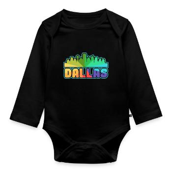 Dallas Colorful skyline design for proud Dallasites - Organic Longsleeve Baby Bodysuit - black - Front