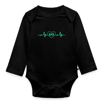 60e anniversaire Coeur 60 - Body Bébé bio manches longues - noir - Devant