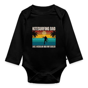 Kitesurfing dad like a regular dad but cooler - Baby Bio-Langarm-Body - Schwarz - Vorne