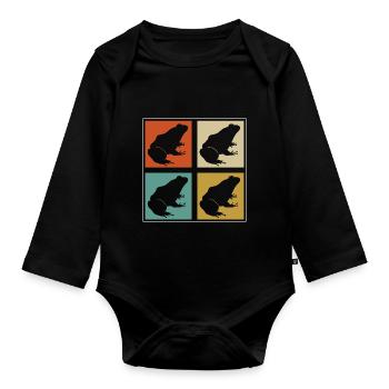 Retro Herpetologist Frog Owner Vintage Amphibian - Organic Longsleeve Baby Bodysuit - black - Front