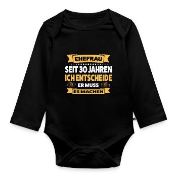 30 Jahre Ehe Ehefrau 30 Ehejahre Geschenk - Baby Bio-Langarm-Body - Schwarz - Vorne