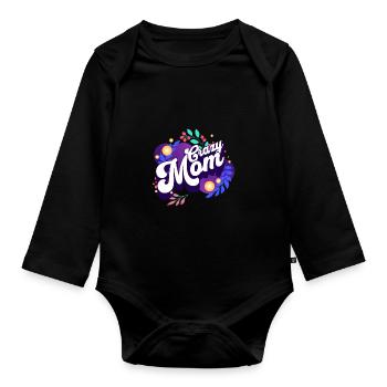crazy mom mutter geschenk spruch idee - Baby Bio-Langarm-Body - Schwarz - Vorne