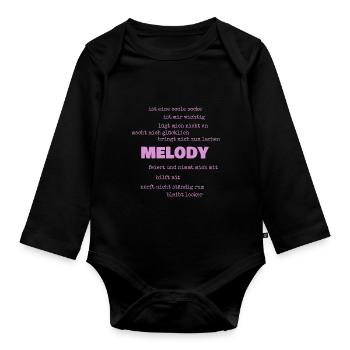 Geschenk für Melody - Baby Bio-Langarm-Body - Schwarz - Vorne