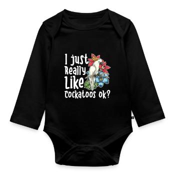 Perroquet oiseau cadeau drôle Floral cacatoès - Body Bébé bio manches longues - noir - Devant