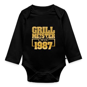 Grillen 1987 - Baby Bio-Langarm-Body - Schwarz - Vorne