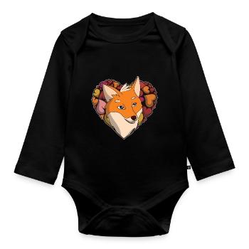 Waldbewohner Herz Wald Tier Liebe Geschenk Fuchs - Baby Bio-Langarm-Body - Schwarz - Vorne