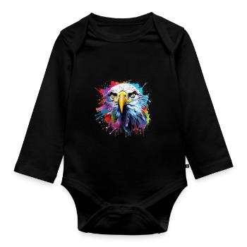Aigle blanche, bold eagle, USA - Body Bébé bio manches longues - noir - Devant