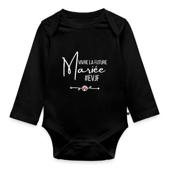 Vivre la future mariée - Body Bébé bio manches longues - noir - Devant