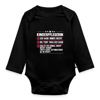 Erzieherin Kindergärtnerin Kinderpflegerin - Baby Bio-Langarm-Body - Schwarz - Vorne
