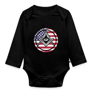 Masonic Freemasonry Fraternal - Baby Bio-Langarm-Body - Schwarz - Vorne