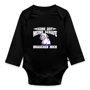 Schaf Schäfer Schäferei Bauer Landwirt Bauernhof S - Baby Bio-Langarm-Body - Schwarz - Vorne