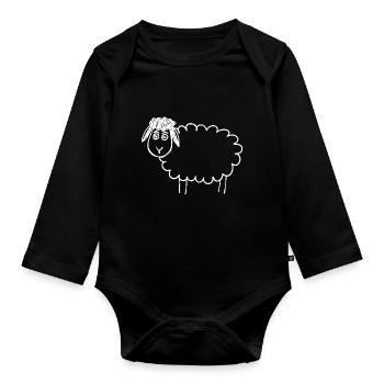 Schaf gekritzel Skizze - Baby Bio-Langarm-Body - Schwarz - Vorne