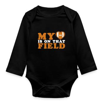 My Heart Is On That Court Football Mom - Baby Bio-Langarm-Body - Schwarz - Vorne
