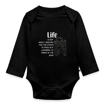 La vie n’est pas une question d’attente - Body Bébé bio manches longues - noir - Devant