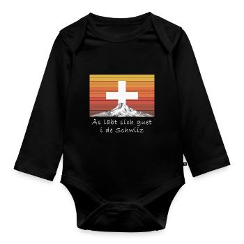 Äs läbt sich guet i de Schwiiz - Body Bébé bio manches longues - noir - Devant