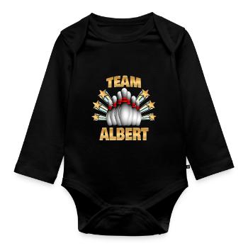 Bowling Albert - Baby Bio-Langarm-Body - Schwarz - Vorne