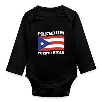 Puerto Rico Flagge | Puerto Ricaner Geschenkideen - Baby Bio-Langarm-Body - Schwarz - Vorne