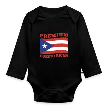 Puerto Rico Flagge | Puerto Ricaner Geschenkideen - Baby Bio-Langarm-Body - Schwarz - Vorne