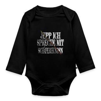 bday hundeliebhaber doggie geek lieben witzig - Baby Bio-Langarm-Body - Schwarz - Vorne