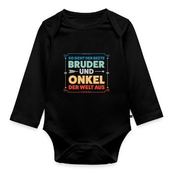 Bruder & Onkel Familie Onkel Geschenk - Baby Bio-Langarm-Body - Schwarz - Vorne