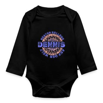 Vorname Dennis - Baby Bio-Langarm-Body - Schwarz - Vorne