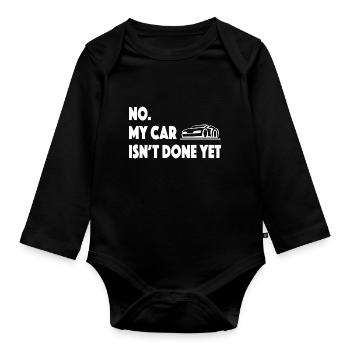 Drôle de conception de voiture : Non Ma voiture n’est pas encore terminée - Body Bébé bio manches longues - noir - Devant