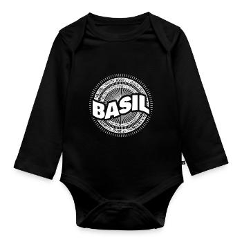 Geschenkidee Basil - Baby Bio-Langarm-Body - Schwarz - Vorne