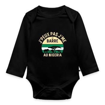 J peux pas j me barre Au Nigeria - Body Bébé bio manches longues - noir - Devant