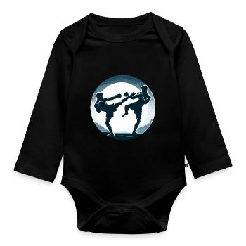 Muay Thai Fight - Organic Longsleeve Baby Bodysuit - black - Front