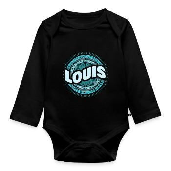 Louis as a gift idea - Organic Longsleeve Baby Bodysuit - black - Front