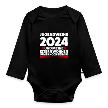 Jugendweihe 2024 Jugend Jugendfeier 2024 Geschenk - Baby Bio-Langarm-Body - Schwarz - Vorne