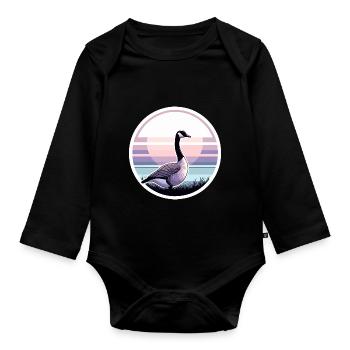 Beau coucher de soleil sur l’oie canadienne - Body Bébé bio manches longues - noir - Devant