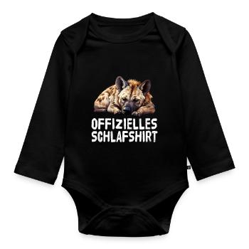 Chemise de nuit officielle Hyena - Body Bébé bio manches longues - noir - Devant