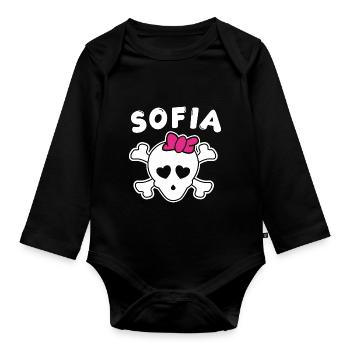 Piratin Sofia Design für Mädchen und Frauen - Baby Bio-Langarm-Body - Schwarz - Vorne