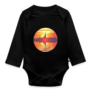 Flensburg Skyline - Baby Bio-Langarm-Body - Schwarz - Vorne