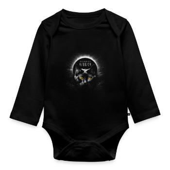 Chat noir mignon avec éclipse solaire totale 2024 - Body Bébé bio manches longues - noir - Devant