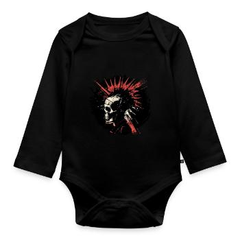 "Rebellion Resonance" - Punk Skull Inferno - Organic Longsleeve Baby Bodysuit - black - Front