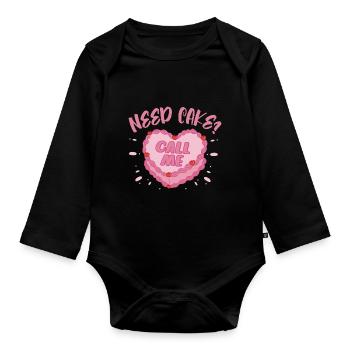 Need Cakes Call Me Pastry Chef Cake Baking Baker - Organic Longsleeve Baby Bodysuit - black - Front