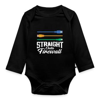 Straight Outta Firewall System Network - Baby Bio-Langarm-Body - Schwarz - Vorne