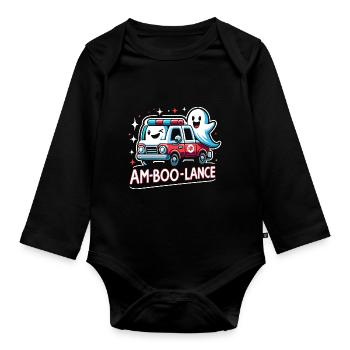 Am-Boo-Lance Krankenwagenfahrer Rettungssanitäter EMS Hallo - Baby Bio-Langarm-Body - Schwarz - Vorne