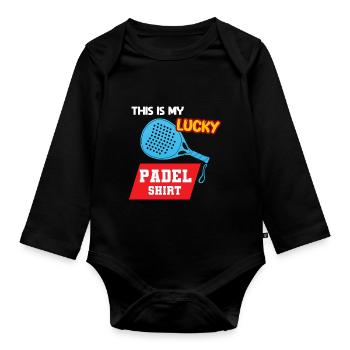 Padel Paddel Schläger Tennis Sport I Geschenk - Baby Bio-Langarm-Body - Schwarz - Vorne