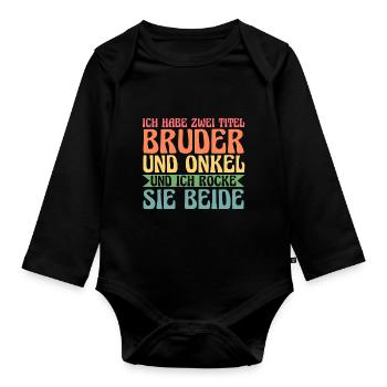 Bruder & Onkel Familie Bruder Geschenk - Baby Bio-Langarm-Body - Schwarz - Vorne