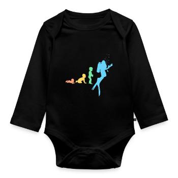 Plongeur Evolution - Body Bébé bio manches longues - noir - Devant