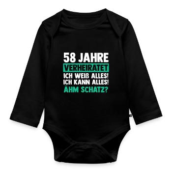 Marriage Angel Wedding 58 Years Married Wedding - Organic Longsleeve Baby Bodysuit - black - Front