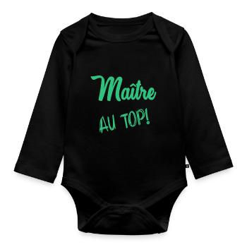 MASTER - Organic Longsleeve Baby Bodysuit - black - Front