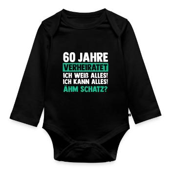 Ehe Diamantene Hochzeit 60 Jahre Verheiratet Hochz - Baby Bio-Langarm-Body - Schwarz - Vorne
