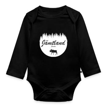 Jämtland Schweden Aufkleber Urlaub Elch Norden - Baby Bio-Langarm-Body - Schwarz - Vorne