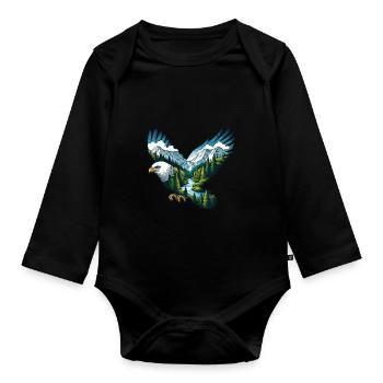 Eagle Natur Abenteuer Camping - Baby Bio-Langarm-Body - Schwarz - Vorne